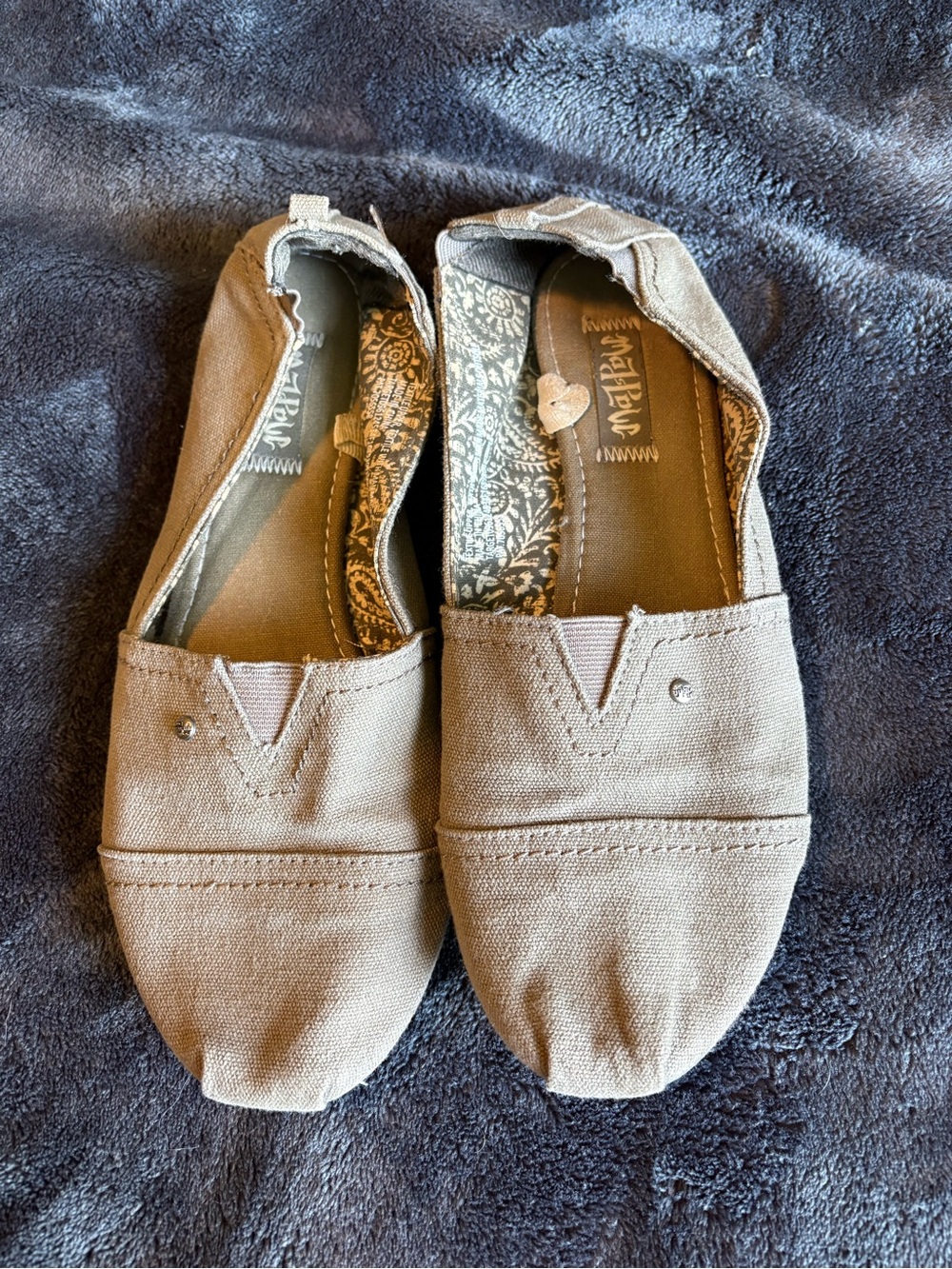 Mad Love Taupe Canvas Slip-On Flats